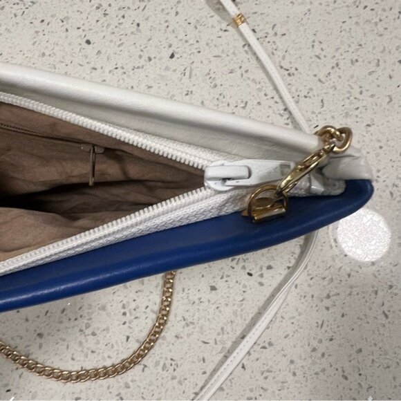 VINTAGE 90s Leather Colorblock Crossbody Bag or Clutch wTWO Detachable Straps - Picture 6 of 10